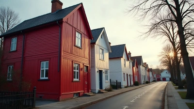 Bright Red And White Houses On Quiet Street