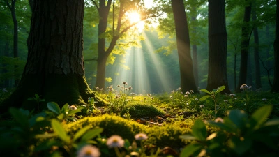 Bright Sunlight Filtering Through Dense Forest Trees