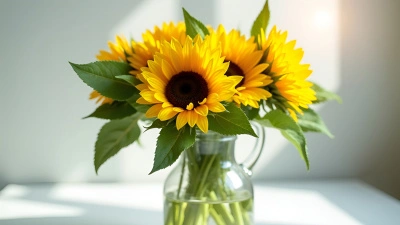 Bright Yellow Sunflower In Glass Vase