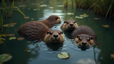 Brown Animals Resting On Calm Water