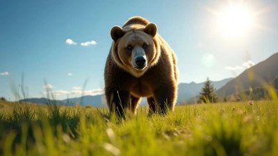 Brown Bear Standing On Green Grass