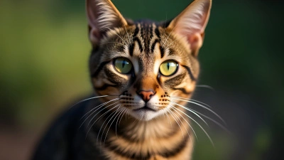 Brown And Black Tabby Cat With Green Eyes