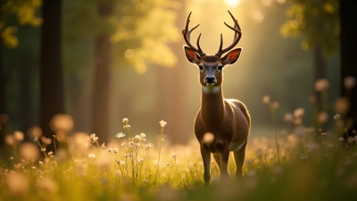 Brown Deer Close-Up In Sunlit Forest