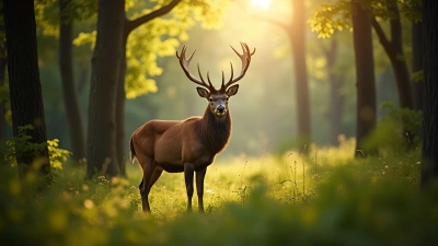 Brown Deer In Sunlit Forest Clearing
