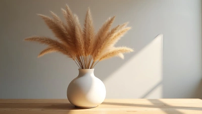 Brown Dried Plant in White Ceramic Vase