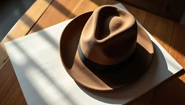 Brown Fedora Hat on White Paper