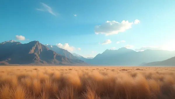 Brown Grass Field With Rugged Mountains