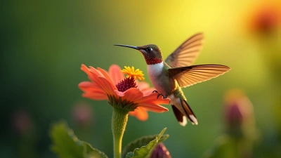 Brown Hummingbird Close-Up on Flower