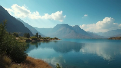 Brown Mountain Beside Calm Lake Under Blue Sky