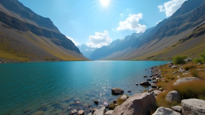 Brown Mountain By Calm Blue Lake