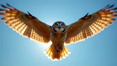 Brown Owl Soaring In Clear Blue Sky