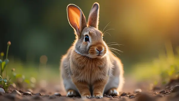 Brown Rabbit Close-Up On Natural Ground