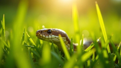 Brown Snake Slithering Through Green Grass