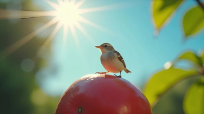 Brown and White Bird on Red Fruit