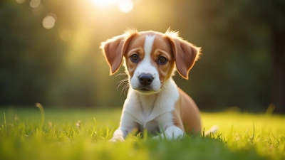 Brown and White Dog Sitting on Grass