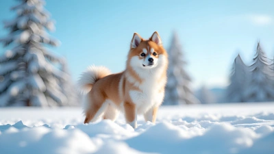 Brown and White Dog in Snowy Landscape