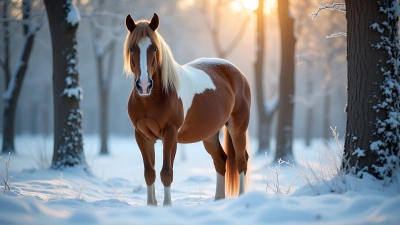 Brown and White Horse in Snowy Forest