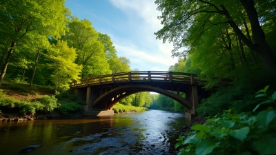 Brown Wooden Bridge Over Gentle Stream in Daylight