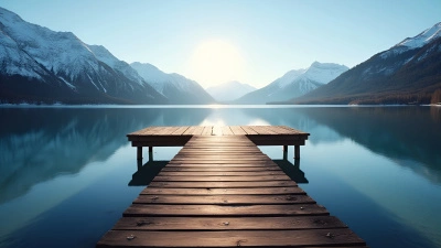 Brown Wooden Dock Over Calm Lake With Mountains