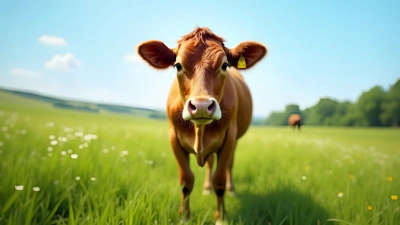 Calm Brown Cow Close-Up In Green Pasture