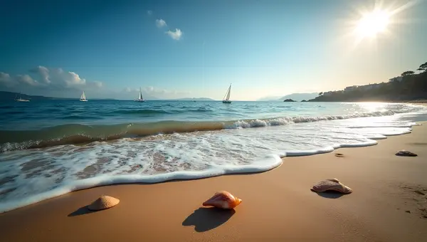 Calm Coastal Shoreline With Gentle Waves