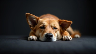 Calm Dog Resting on Black Surface