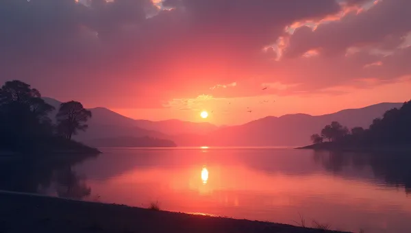 Calm Lake At Sunset With Vibrant Sky