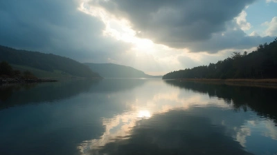 Calm Lake Reflecting Cloudy Sky Landscape