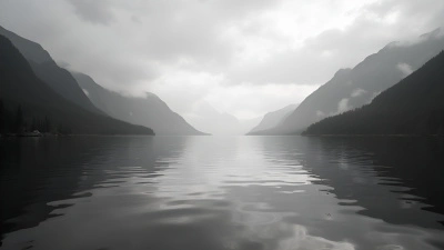 Calm Lake Surrounded by Misty Mountains