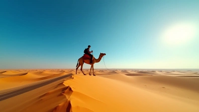 Camel Rider Across Golden Desert Dunes