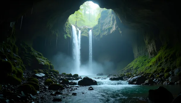 Cascading Cave Waterfalls From Worm’s Eye View