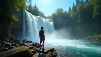 Cascading Waterfall Beside Lush Green Forest