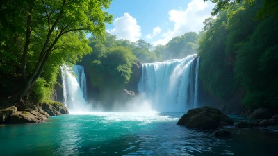 Cascading Waterfalls Amid Lush Green Foliage