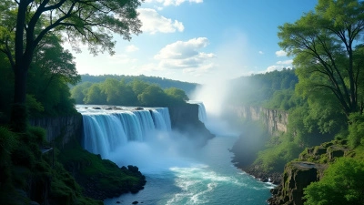 Cascading Waterfalls Amid Lush Greenery