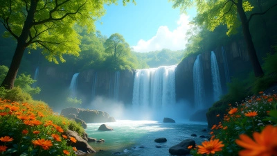 Cascading Waterfalls Surrounded by Green Trees