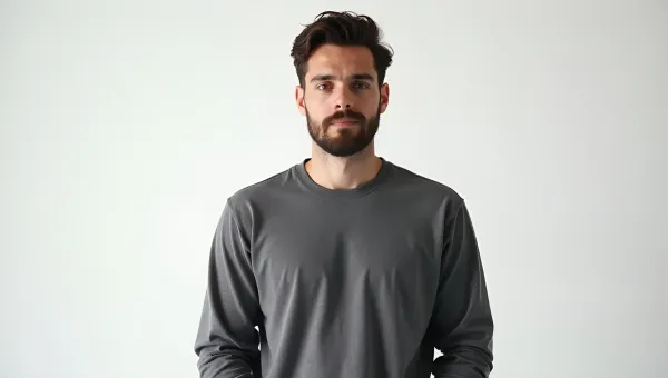 Casual Men’s Grey Long-Sleeved Shirt Comfortable Fit