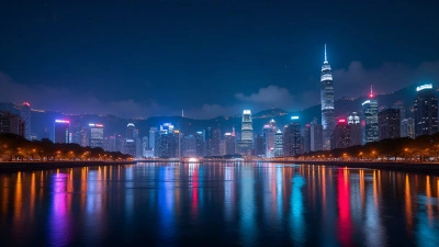 City Skyline At Night With Glowing Skyscrapers