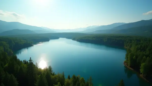 Clear Blue Lake Surrounded by Green Forests