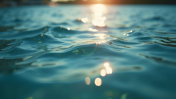 Clear rippling water surface reflecting sunlight with gentle waves