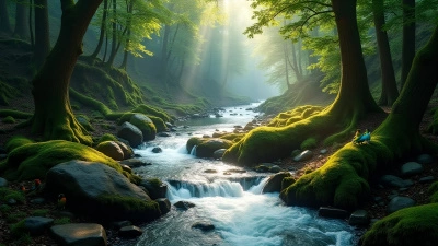 Clear Stream Flowing Through Dense Forest
