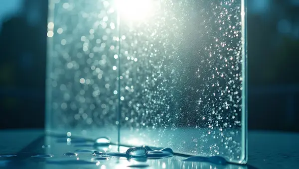 Clear Water Droplets On Glass Panel
