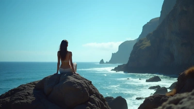 Cliffside Woman Sitting Calmly Overlooking Ocean