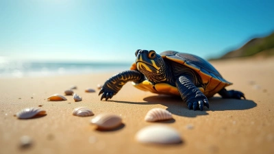 Close-Up Black Brown Turtle Crawling