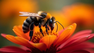 Close-Up Black And Orange Honeybee Collecting Nectar