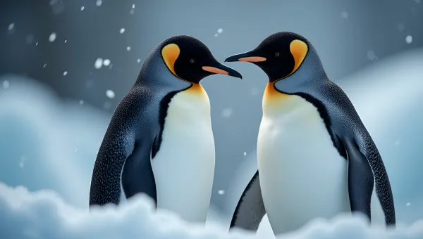 Close-Up Black and White Penguins Together