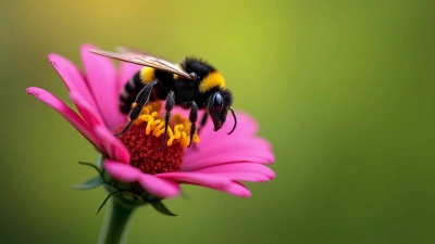 Close-Up Black and Yellow Bee on Pink Flower