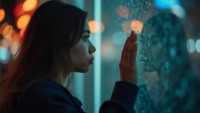 Close-Up Bokeh Woman Touching Glass Wall