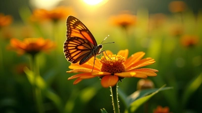 Close-Up Brown Butterfly on Vibrant Flower