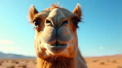 Close-Up Brown Camel With Clear Blue Sky