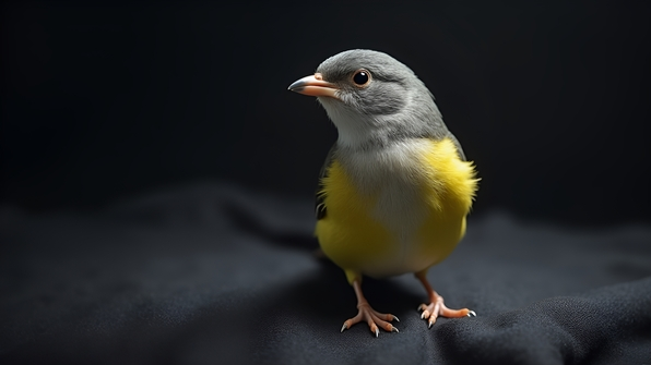 Close-Up Gray Yellow Bird Chirping
